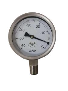 China 4&quot; 100mm Lower Mount Micro Capsule Pressure Gauge 5 Mbar 1/2 NPT factory