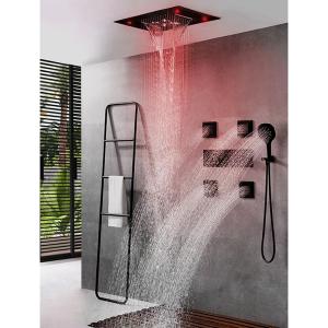 China Shower Ceiling Bathroom Shower Faucet Set Luxury LED Thermostatic High Flow Rain Waterfall factory