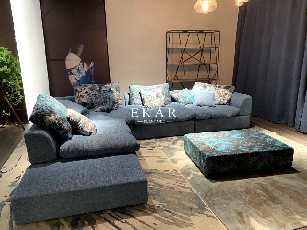 Living Room Couch Linen Fabric Sectional Sofa Set Designs AW-827