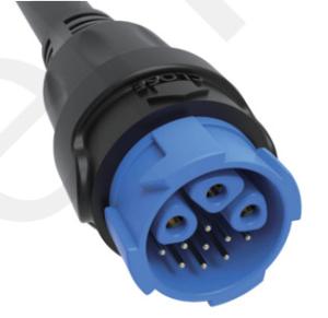 China M19 Connector 12pin Blue 20A Solder Overmolded Aluminum Alloy Shell Nylon IP67 factory
