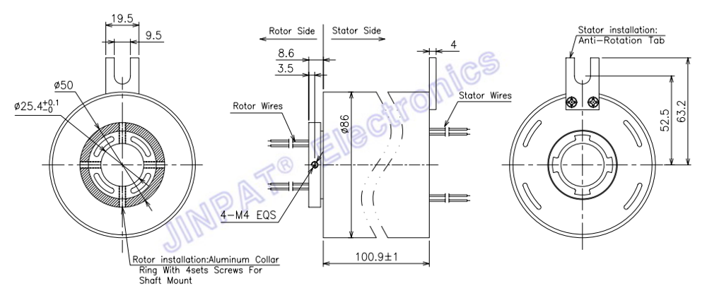 IP54 Rotary Systems Slip Rings 24 Circuit 5A 300 Rpm Speed