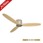 220V Flush Mount Remote LED Ceiling Fan With Solid Wood Blades