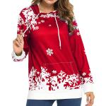 Snowflake Pattern Printed Oversize Hoodie Women'S Christmas Sweatshirt