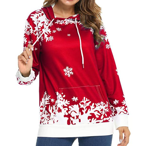 Snowflake Pattern Printed Oversize Hoodie Women'S Christmas Sweatshirt