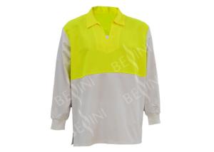 China Breathable Soft Custom Work Shirts Long Sleeve Fluroscent Yellow / White Color factory