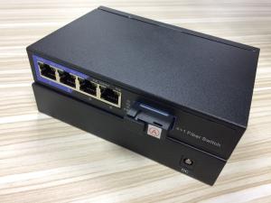 China PoE Fiber Optic Network Switch 1 100M SFP or SC fiber port and 4 10 / 100M PoE rj45 ports factory