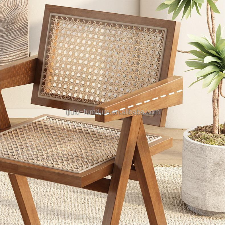 Solid Wood and Rattan Upholstery Nordic Dining Chair for Restaurant Modern Home Furniture Design
