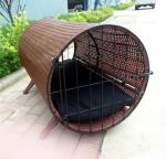 CE BSCI Rattan Pet With Cushion Flat Round Rattan For Cat Dog Pet House Kennel