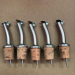 China Hot sell stainless steel oil pourer spout with nature cork stopper factory