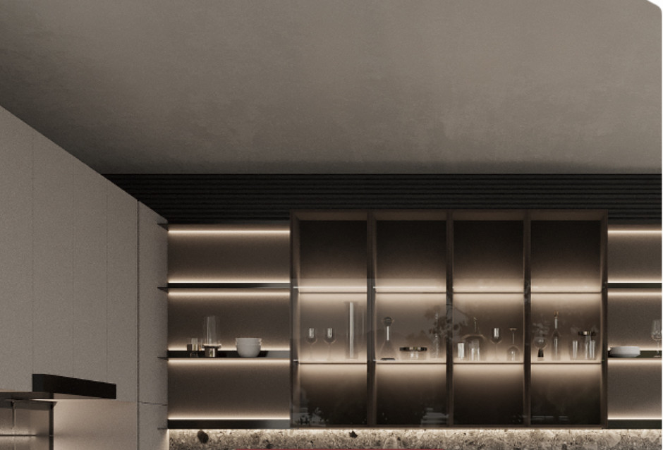 Melamine Finish Modern Modular Kitchen Cabinet L Shape Design