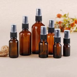 China Stock Amber Glass Spray Bottle 10ml 15ml 20ml 30ml 50ml 100ml Round Glass Empty Perfume Bottle Black Cap Cylinder Bottle Perfume factory