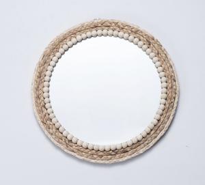 China Design Natural Bathroom Large Wall Decorative Woven Custom Framed Wooden Rattan Wicker Willow Mirror factory