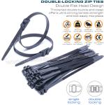 Double Locking Cable Ties/Double Flat-Head Cable Ties, Black, Nylon (PA) 6.6,