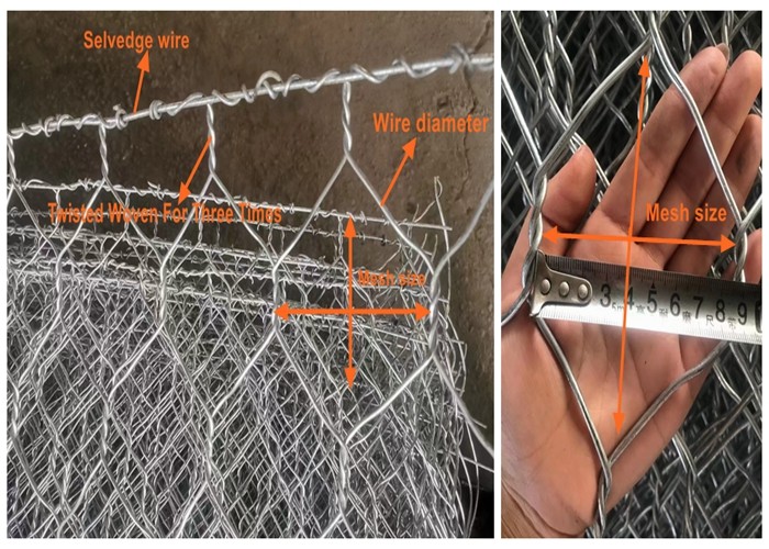 2.7mm Galvanized Wire Gabion Fence Baskets Double Twist