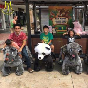 China Hansel entertainment coin operated kiddie ride on plush animal electric scooter factory