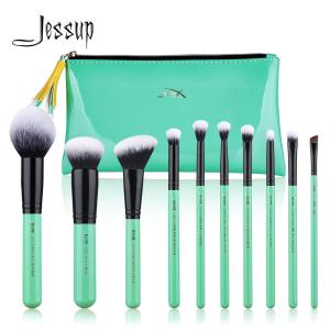China Neo Mint Face And Eye Makeup Brush Set With Bag Antibacterial factory