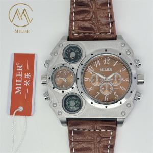 Miler ML777 Waterproof Quartz Watch with Leather Band 14cm Case