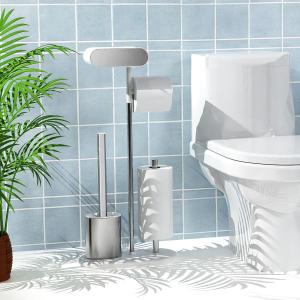 China Compact Stainless Steel Toilet Brush And Toilet Paper Holder Set For Bathroom factory