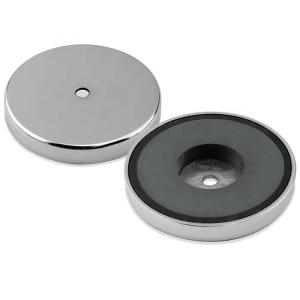 China 3.2&quot; Cup Shape Ceramic Ferrite Chrome-Plated Magnet 75lbs Pull for Indoor and Outdoor factory
