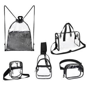 Fashion Square Mini Transparent Colored Triple Zipper Small Clear Purse Fanny Bags Waist Pouch