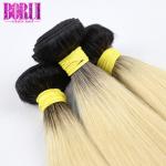 1b613 Blonde Human Hair Extensions With Closure Silky Straight Wave Soft Smooth
