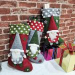 Christmas Stocking 3 Pack, 19 Inch 3D Gnomes Santa Christmas Stockings Fireplace