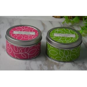 Really Good Smelling Scented Tin Candles With Round And Top Printing Sticker