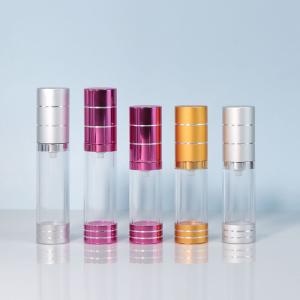 China Collar Material PP 15ml 30ml 50ml Luxury Design AS Material Round Shape Lotion Serum Cream Refillable Airless Bottle factory