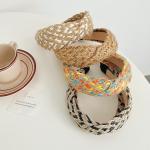 Simple Multi-Color Cross Straw Vintage Headband With Wide-Brimmed For Women