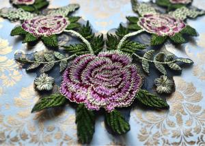 China Multicolor 3D Beautiful Flower Embroidered Applique Patches For Garment / Home Textile factory