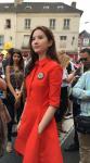 fashion turn down collar mid-length sleeves ladies dresses red color