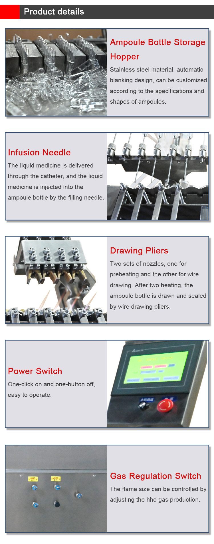 7200BPH Oxyhydrogen Ampoule Filling And Sealing Machine For Crushable Glass
