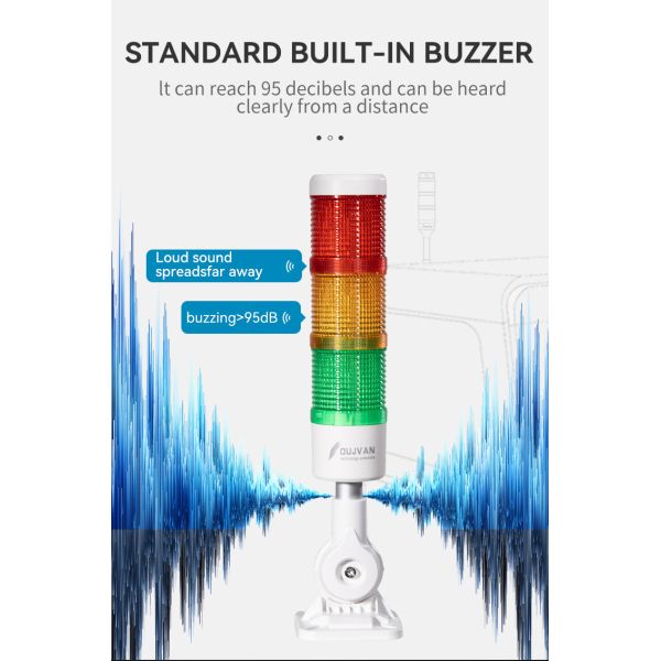 360° Beam Angle RYG Signal Tower Lamp With Buzzer Three Layers Equipment Indicator Lights