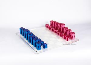China Custom Luxury Neon Blue Pink Elegant Acrylic Chess Game Board Set factory