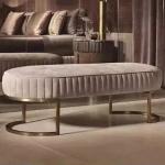 Gold 150cm Fancy Leather Couch 50cm Ottoman Sofa Bed