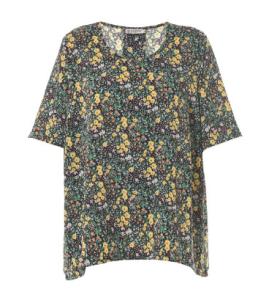 China Women's Viscose Floral Half-Sleeve Top With Round Neck In Spring Or Summer factory