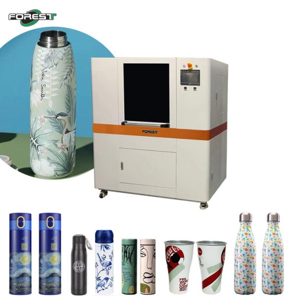 China UV Rotary Inkjet Printer For Cylinder And Conical Object With Ricoh Head Varnish Printing Machine factory