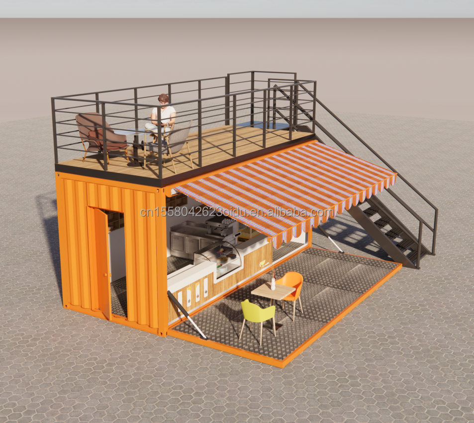 Modified 20 Foot Prefab Shipping Container Ideal for Pop Up Coffee Shop Restaurant Mobile Container Bar Shop and Bathroom
