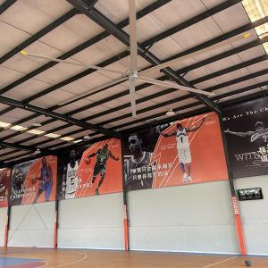 China 24FT PMSM Brushless Motor HVLS Industrial Ceiling Fan for Basketball Courts Restaurants Farms factory