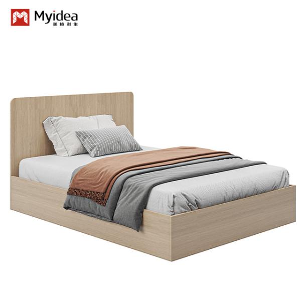 Support customization Comfortable Modern Minimalist Wood Bed Metal Frame without