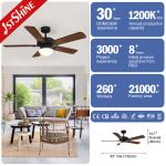 5*MDF Blades Living Room Ceiling Fan Electric Cold Air E27 LED Chandelier Fan