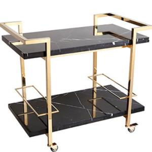 China Marble Top Drinks Trolley Black Trolley Rattan Bar Cart factory