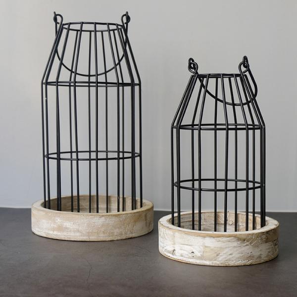 Farmhouse Style Candle Lanterns Bottle Design Iron ART Style Candle Holder For