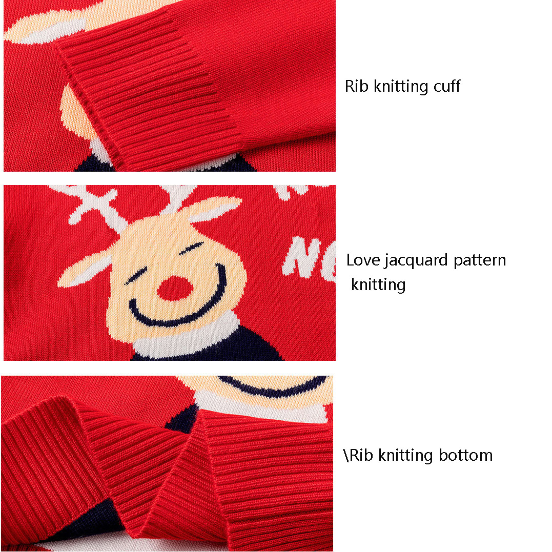 Wholesale Custom Winter Children's Pullovers Elk Snowflake ugly Christmas Sweater For Kids baby Christmas clothes