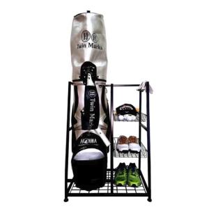 Functional Storage Single Golf Bag Organizer Rack Indoor Use Non Folding Stand