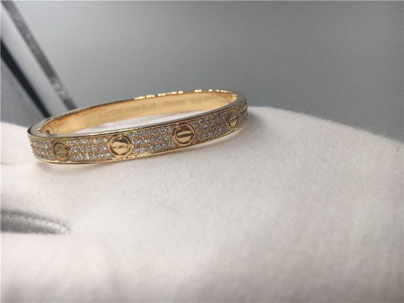 Diamond High End Custom Jewelry Love Bracelet 18K Yellow Gold