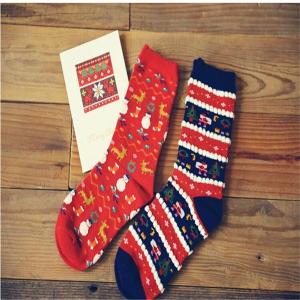 China Colorful customized cute cartoon christmas style cozy cotton OEM hosiery for women factory