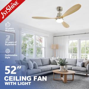 China Contemporary LED Ceiling Fan with Wooden Blades Remote Control and Color Temperature factory