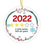 3 Inches Ceramic Christmas Tree Ornaments UV Printing For Home Pendant