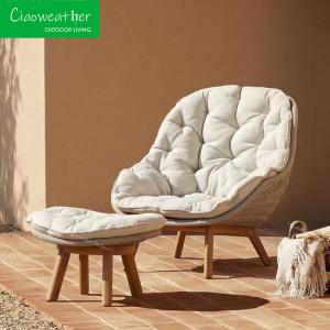China Powder Coated Aluminum Frame Outdoor Lounge Set with Teak Weaving Rope Modern Style Garden Furniture factory
